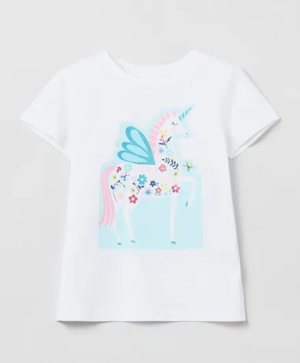 OVS Unicorn Glitter Details T-Shirt - White