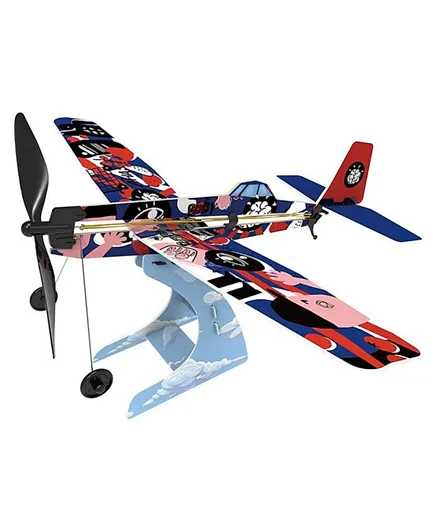 PlaySteam Low Wing Rubber Band Aeroplane Construction Set - 19 Pieces