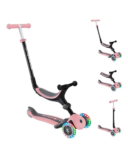 Globber Go Up Sporty Lights All in One Scooter With Seat - Pastel Pink