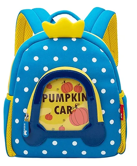 Nohoo Pumpkin Car Shape Backpack Blue - 10 Inches
