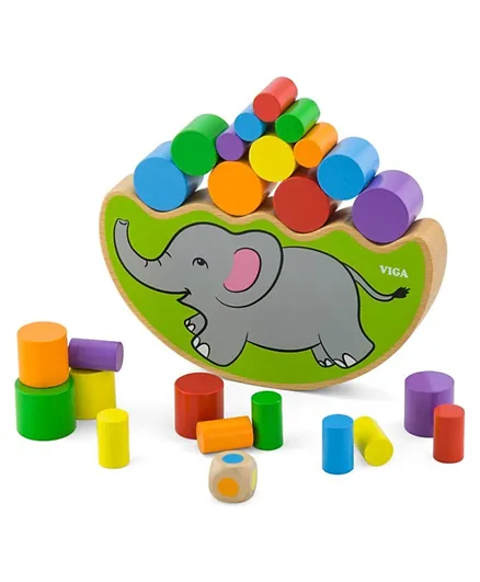 Viga Wooden Balancing Game Elephant Multicolour - 37 Pieces