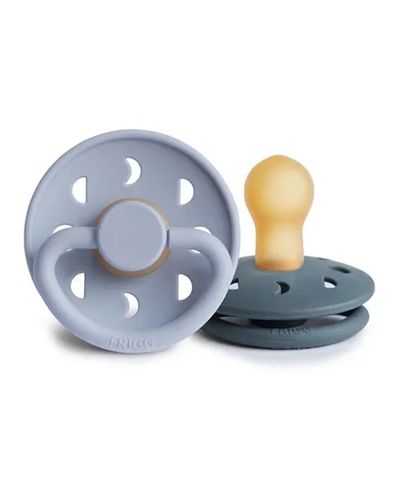 FRIGG Moon Phase Latex Baby Pacifier 2-Pack Powder Blue/Slate - Size 1