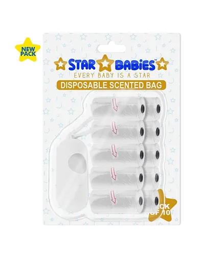 Star Babies Scented Bag with Dispenser Blister White - Pack of 10 (15 Each)
