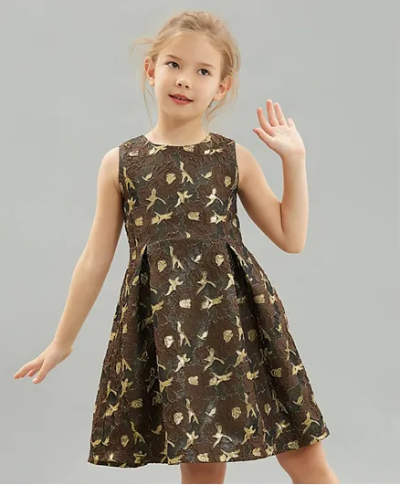 SAPS Embroidered Dress - Brown