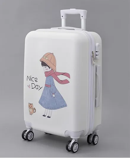 Pine Kids Trolley Luggage Bag with Wheels White - 22 inch