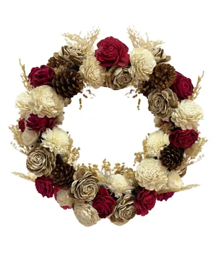 Eco Flowers Christmas Wreath Red & White - 55cm