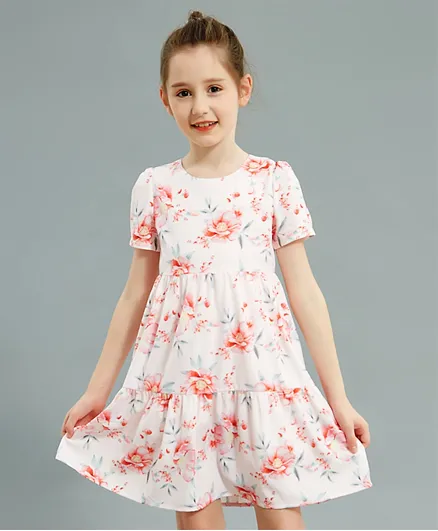 سابس فستان ذو تنورة واسعة بنقشة زهور - وردي