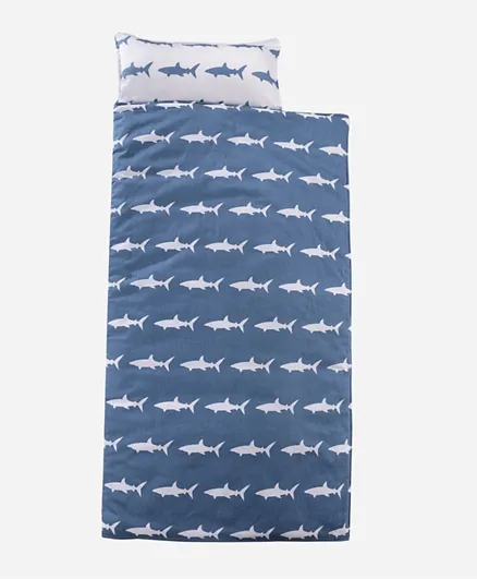 Shark Sleeping Bag with Pillow - Blue