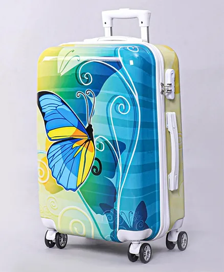 Pine Kids Butterfly Printed Trolley Luggage Bag - Blue