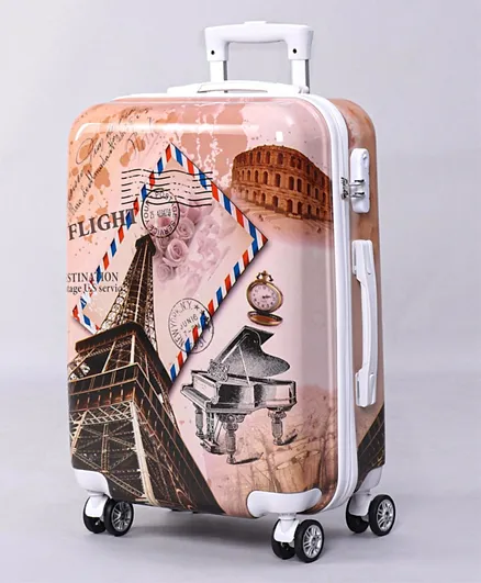 Pine Kids Water-Resistant Trolley Luggage Wheelie Bag - Brown