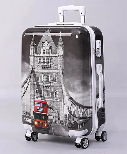 Pine Kids Water-Resistant Trolley Luggage Wheelie Bag - Black and White