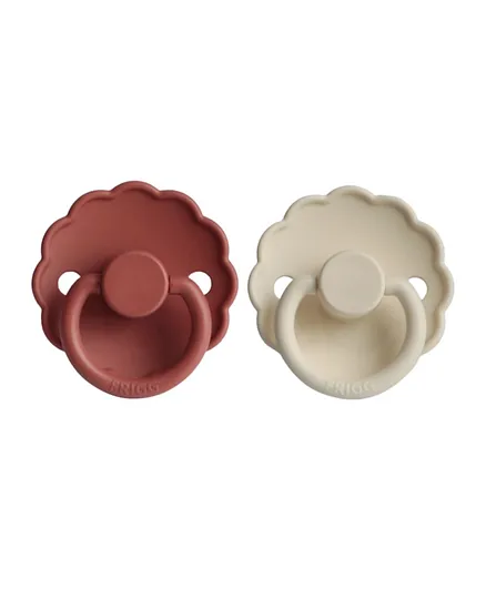 FRIGG Daisy Silicone Baby Pacifier 2-Pack Baked Clay/Cream - Size 2
