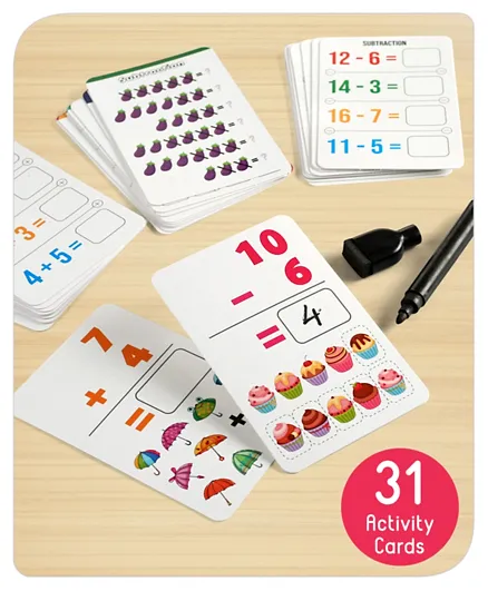 بيبي هاغ - بطاقات نشاط للكتابة والمسح ذات الوجهين للرياضيات البسيطة - 31 قطعة