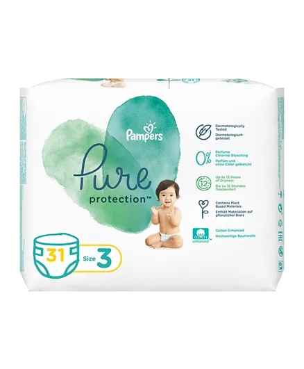 Pampers Pure Protection Dermatologically Tested Diapers Size 3 - 31 Diaper Count