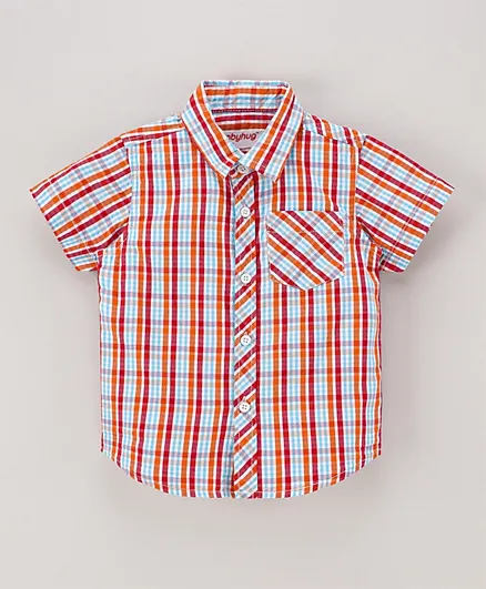 Babyhug Half Sleeves Checks Shirt With A Printed Tee- Multicolor