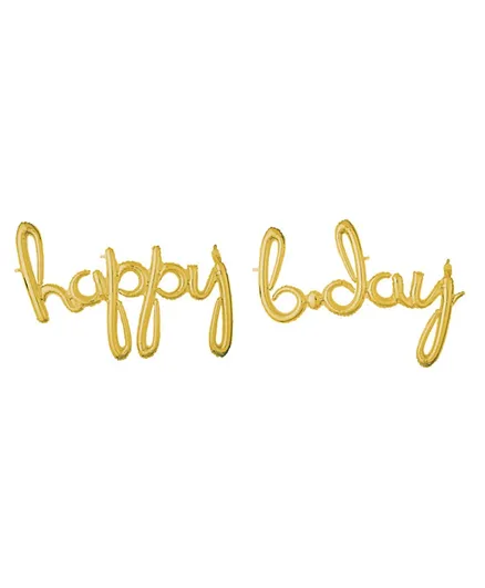 Party Centre Script Happy Birthday Gold Foil Balloon - Golden