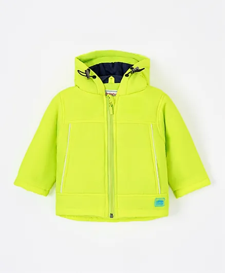 Babyhug Polyester Woven Full Sleeves Winter Jacket Solid - Lime