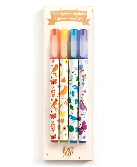 Djeco Tinou Glitter Markers - Pack of 4