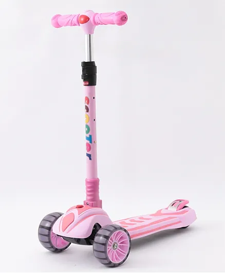 Foldable 3 Wheels Kids' Scooter with Adjustable Height   - Pink