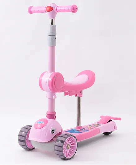 Deluxe Kids' Scooter with Soft Sponge Handles and Adjustable Height - Pink