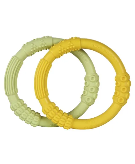 Lifefactory 2 Multi Sensory Silicone Teethers - Yellow & Spring Green