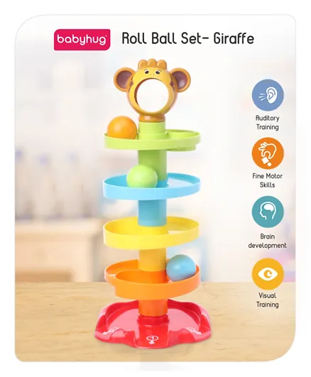 Babyhug Giraffe Shaped Roll Ball Set - Multicolour