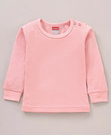 Babyhug Full Sleeves Solid Color Thermal Vest - Pink