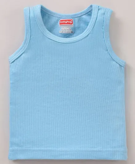 Babyhug Sleeveless Thermal Vest Solid Colour- Blue