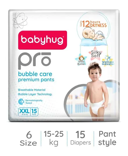 Babyhug Pro Bubble Care Premium Pant Style Diapers Size 6 - 15 Pieces