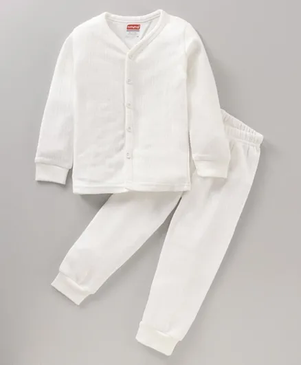 Babyhug Full Sleeves Solid Color Thermal Inner Wear - Offwhite