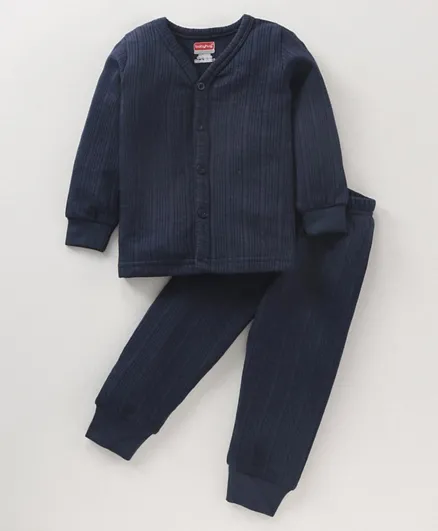 Babyhug Full Sleeves Solid Color Thermal Inner Wear - Dark Navy Blue