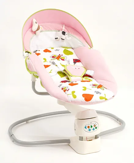 Electronic Baby Rocker with Toy and Mosquito Net - Pink