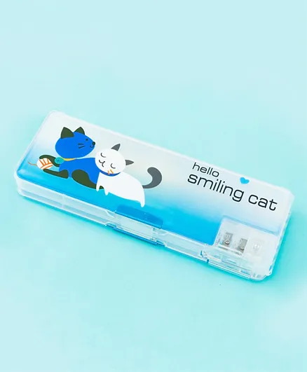 Hello Smiling Cat Pencil Box - Blue