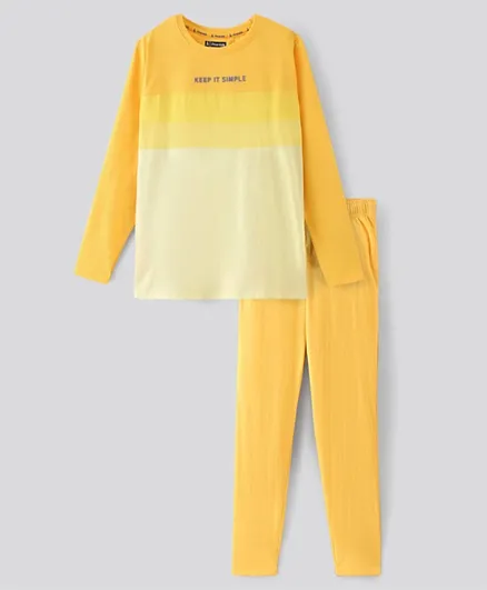 Pine Kids Cotton Full Sleeves Biowashed Night Suit - Yellow