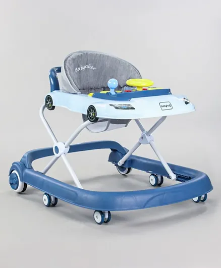 Babyhug Little Racer Car Shape Walker With Adjustable Height Light & Music - Blue