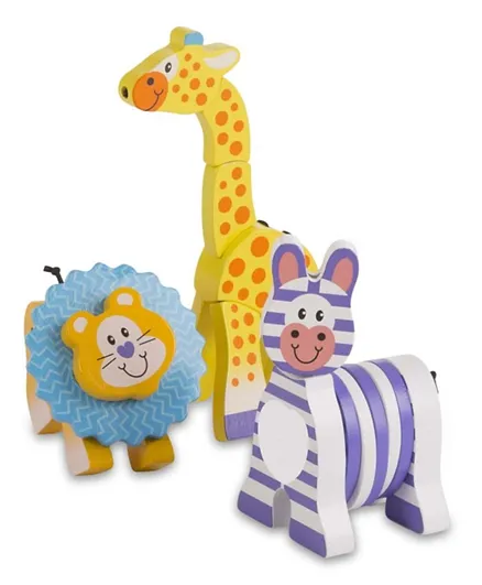 Melissa & Doug Wooden Safari Grasping Toys - 3 Piece