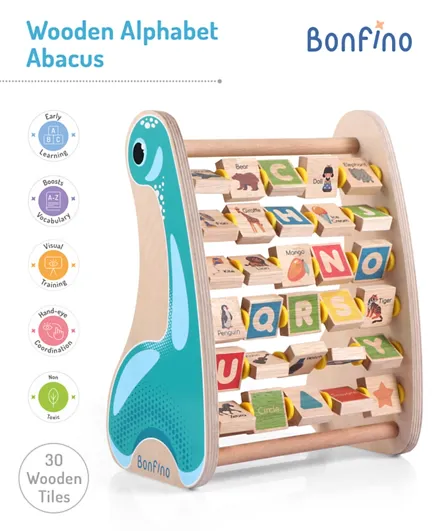 Bonfino Montessori Wooden Educational Alphabet & Abacus Toy - Multicolour