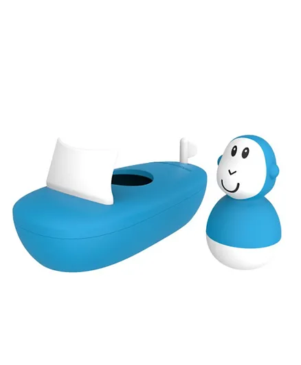 Matchstick Monkey Bathtime Boat Set - Blue