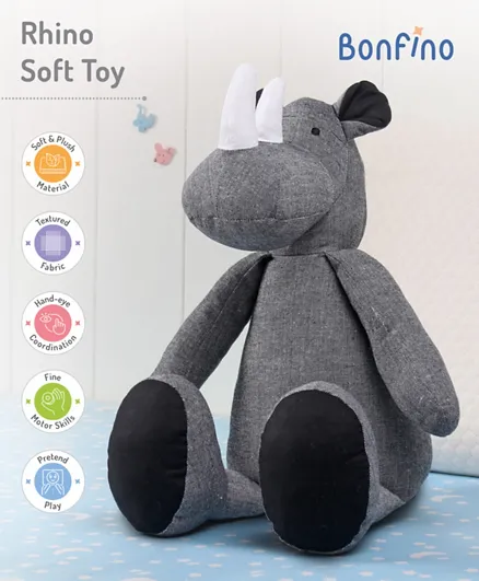 Bonfino Rhino Cotton Soft Toy Grey - 30 cm