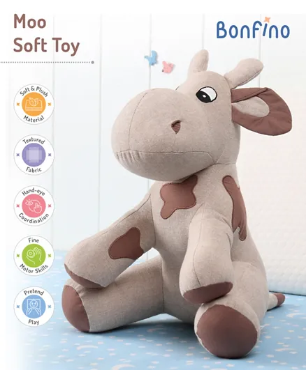 Bonfino Moo Cotton Soft Toy Brown - 35 cm