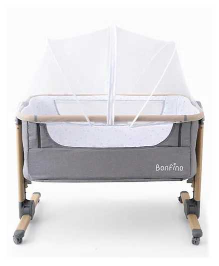 Bonfino Zenith 2 in 1 Crib Bedside Bassinet - Grey