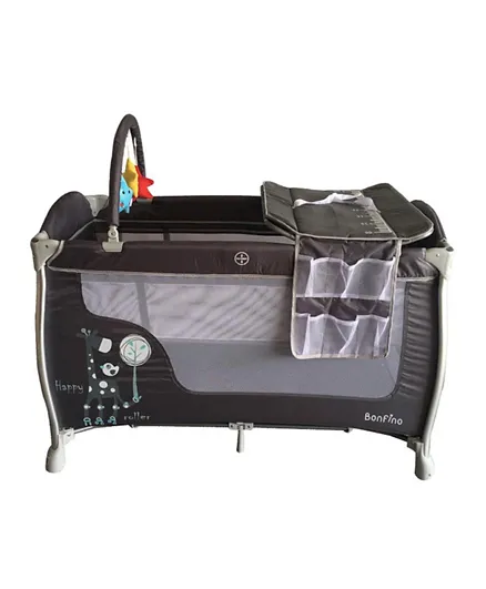 Bonfino Utopia Playpen Plus Cot with Changing Station and Toy Bar - Grey