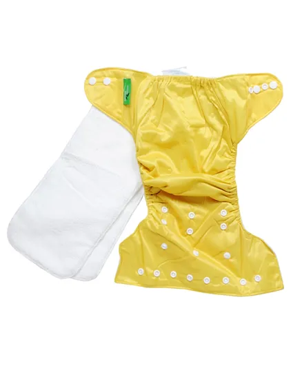 Little Angel Baby One Size Reusable Pocket Diaper With 2 Inserts - Yellow