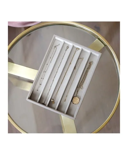 صندوق مجوهرات كلاسيكي بـ 5 أقسام من ستاكرز - اللون الرمادي الفاتح