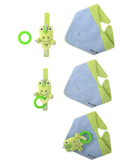 Buddy Bibs T-Rex 3 in 1 Bib - Green