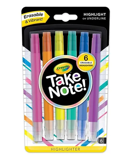 Crayola Take Note! Erasable Highlighters - Pack of 6