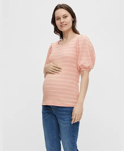 Mamalicious Half Sleeves Maternity Top - Peach