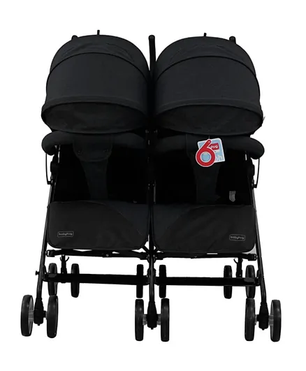 Babyhug Deuce Twin Stroller with UV Protective Canopy - Black
