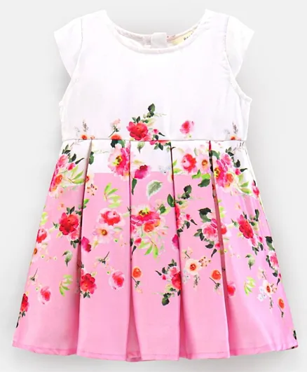 بونفينو فستان حفلات بأكمام قصيرة وطبعة زهور - وردي