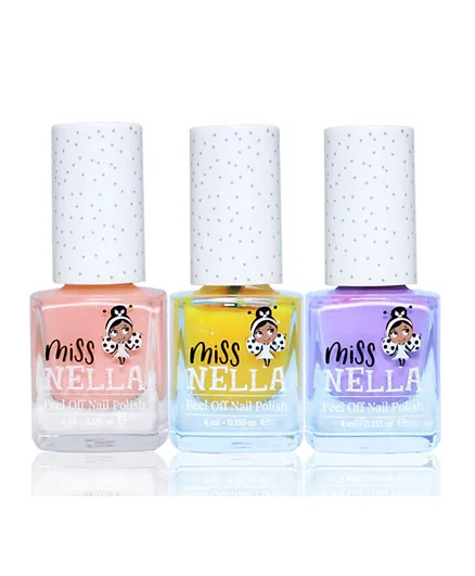 Miss Nella Peel Off Nail Polishes 3 Pieces - 4mL Each